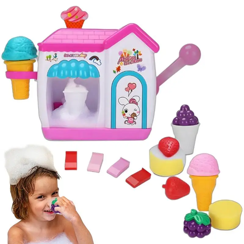 Ice Cream Toy Bath Bubble Maker Colorful Bath Toys And Foam Maker Safe & Fun Pretend Cake Play Set For Birthday Christmas New