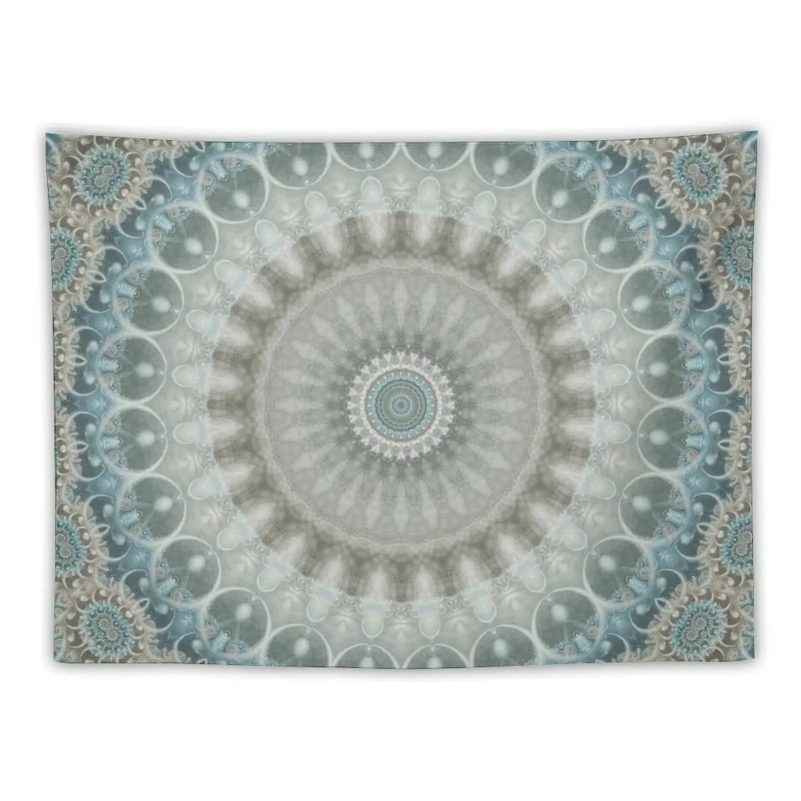 

Dreamy Grey, Blue and Ivory Mandala Tapestry Wall Decor Hanging Kawaii Room Decor Decorations For Your Bedroom Tapestry
