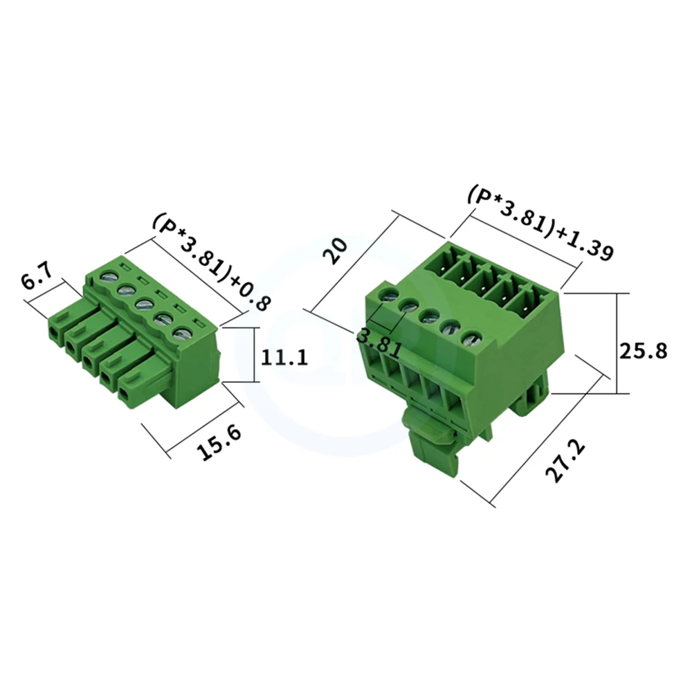 10 Sets/Lot KF 2EDG UVK 15EDG-UVK 3.81mm Solderless Butt Rail Terminal Block 15/35mm Mounting Type
