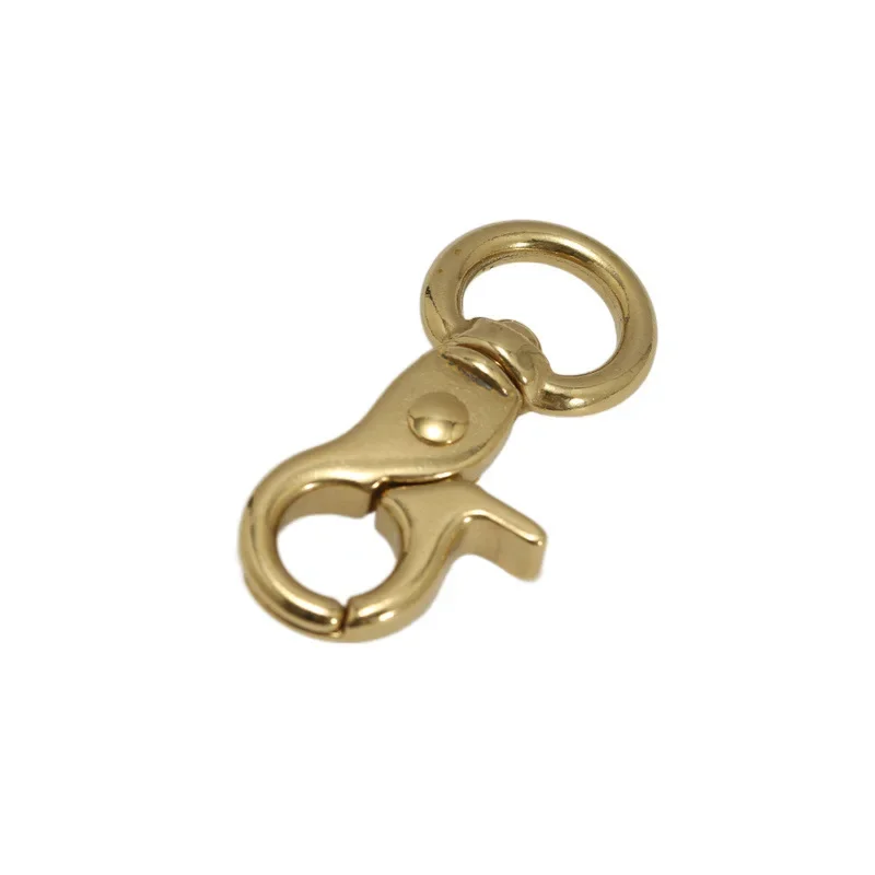 1piece Solid Brass Snap Hook Carabiner Rotatable Lobster Clasps Trigger Clip Buckle Leathercraft Bag Parts Keychain Pet Leash