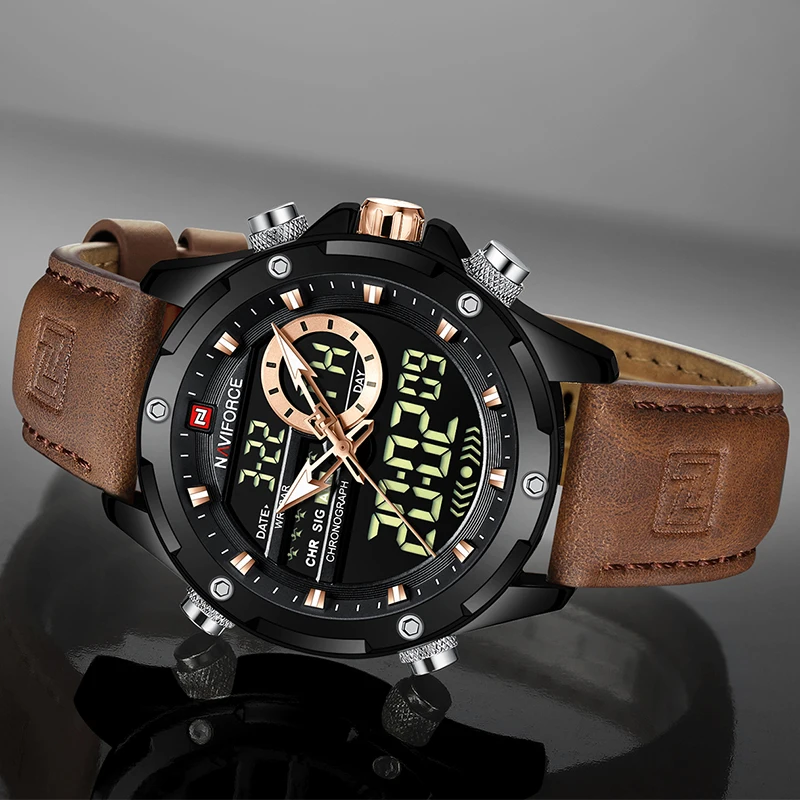 NAVIFORCE Digital Men Military Watch Waterproof Wristwatch LED Quartz Clock Sport Watch Male Big Watches Men Relogios Masculino