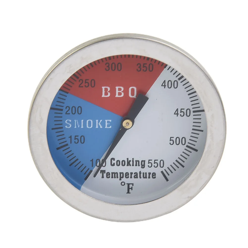 Outdoor Grill Thermometer Sensor Stainless Steel Grill Ingredients Analogue Built-In Gas BBQ Lid Thermometer Display