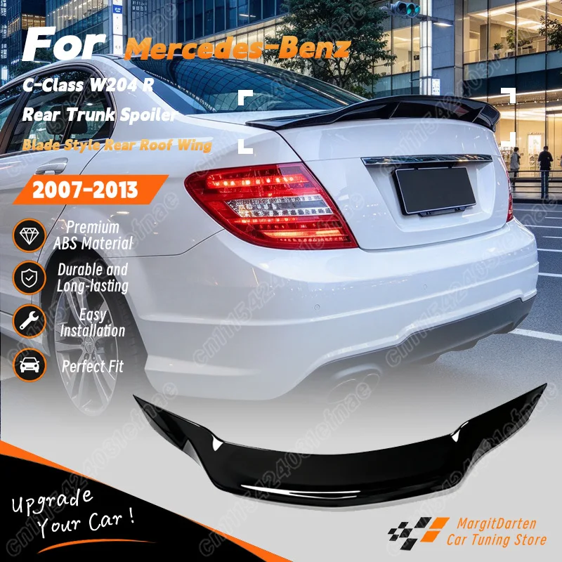For Mercedes-Benz C-Class W204 Sedan 2007 2008 2009 2010 2011 2012 2013 Car R Style Rear Trunk Spoiler Sport Style Rear Wing Kit