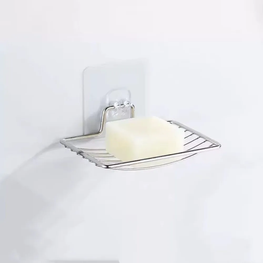 

Punch-free Stainless Steel Soap Rack Wall Hanging Single Layer Soap Dish Holder Self-Draining Storage Saver