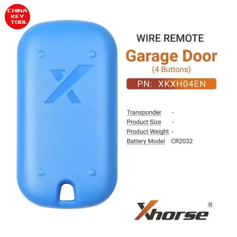 1PCS Xhorse Universal Wired Remote Key Garage Door 4 Buttons Blue Color XKXH04EN