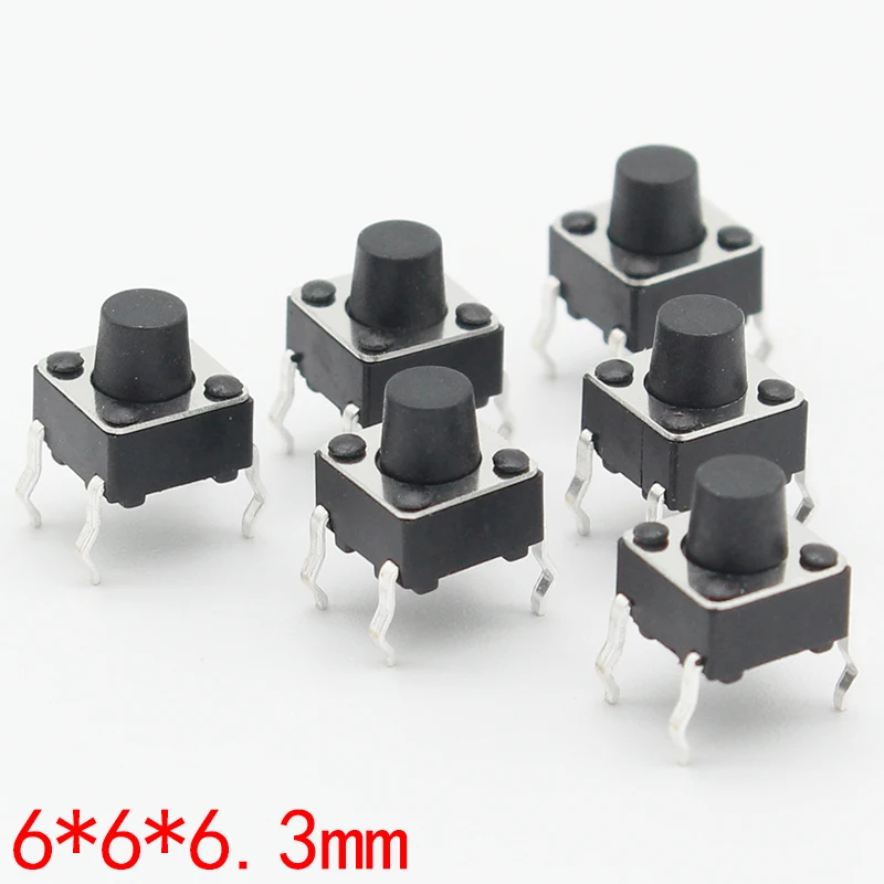 

50pcs/lot 6x6x6.3mm 4pin G89 Tactile Tact Push Button Micro Switch Direct Plug-in Self-reset Dip Top Copper