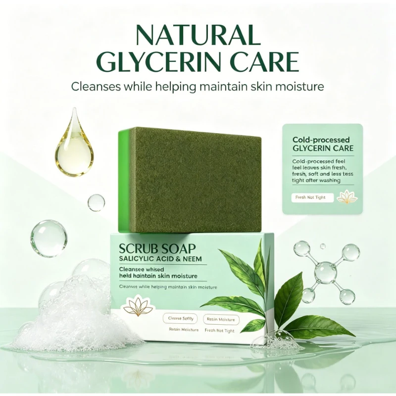Salicylic Acid Nicotinamide Scrub Handmade Soap Herbal Oil Control Cleaning Soap Gentle Exfoliating Dual Effect Bathing Soap