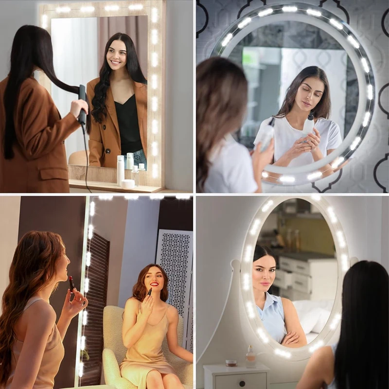 Vanity Lights LED para maquiagem, luzes de espelho, USB, 5V, 3 cores, espelho não incluído, 20X3