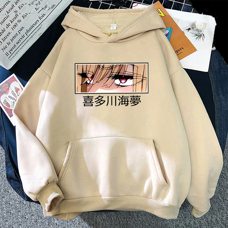 New Autumn And Winter Fashion Long Sleeve Funny Anime Kitagawa Marin Eye Printed Hoodies Women Men Casual Loose Sweatshirt