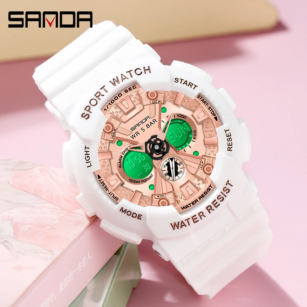 Fashion Sanda Women Men Watch Sports Dual Display 50m Waterproof Wrist For Male Female Clock Relogio Feminino High Quality 2021