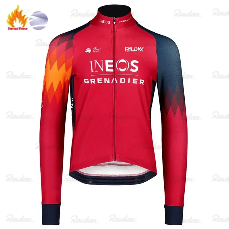 INEOS Grenadier Winter Cycling Jackets Long Sleeves Fleece Cycling Clothing MTB Cycling Bib Pants Set Warm Road Bike Sportswear