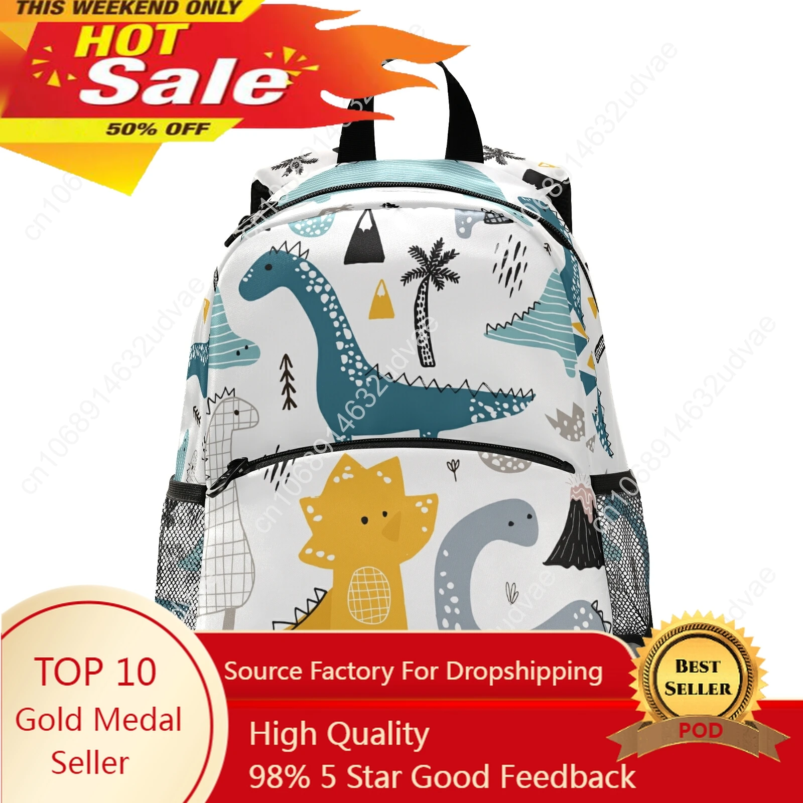 

New Dinosaur Children's Schoolbag Boy's Cartoon Backpack Lightweight Primary School Backpack Suitable For Children Aged 3-8