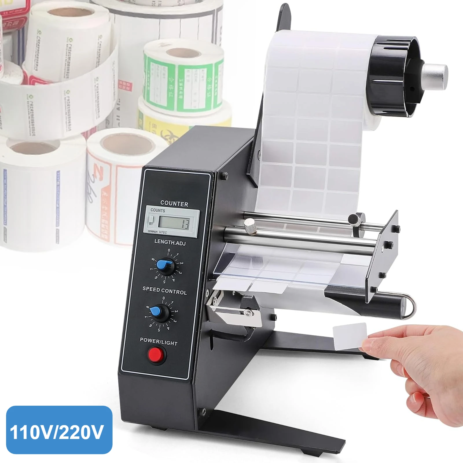 Auto Label Dispenser Device Sticker Roll Dispenser 1150D Counting Function for Logistics Office Home 1-8m/min Speed Adjustable