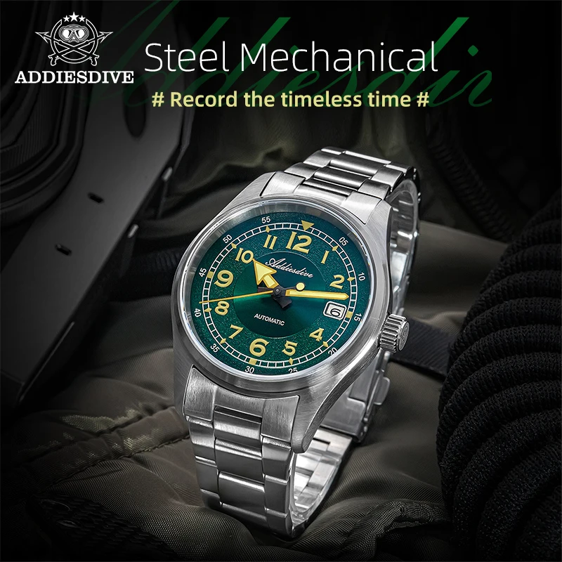 ADDIESDIVE Luxury Men's Watch 39mm NH35A Automatic Dive Wristwatch Sapphire Glass Super Luminous 200M Waterproof Steel Watches