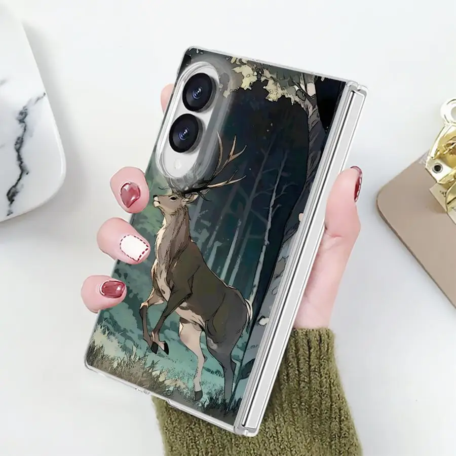 Leaping Stag In Secluded Woods Case for Samsung Galaxy Z Fold 8 PC Hard Luxury ZFold8 ZFold 8 Transparent Phone Cover