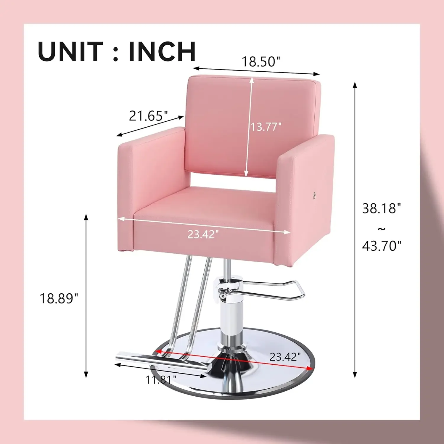 Silla de salón para estilista, silla de salón reclinable hidráulica de altura ajustable, rotación de 360 grados, multi-F