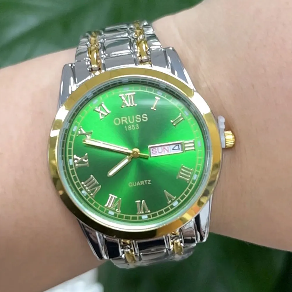 ORUSS العلامة التجارية الفاخرة موضة ساعات الفولاذ المقاوم للصدأ للرجال مقاوم للماء ساعة الأحد ساعة رياضية ساعة كوارتز رجالية OR01