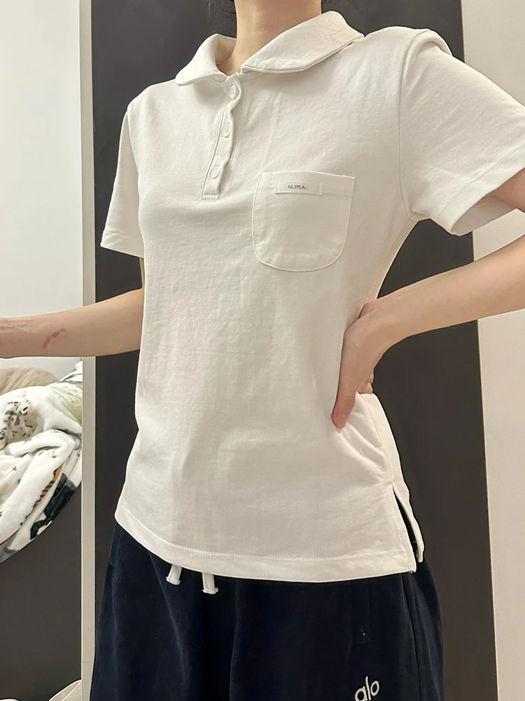 Coreano Sle Bianco Slim Fit ort Sve irt Donna Estate Nuovo Colletto SleFlip ort Top Traspirante Umidità ng...