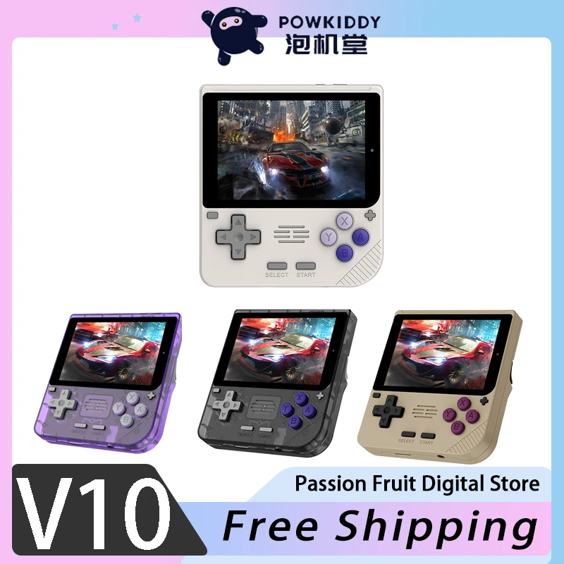 

Powkiddy V10 Retro Handheld Gaming Console 3.5-inch IPS Screen 480*320 RK3326 Open Source System Cheap Children Christmas Gift