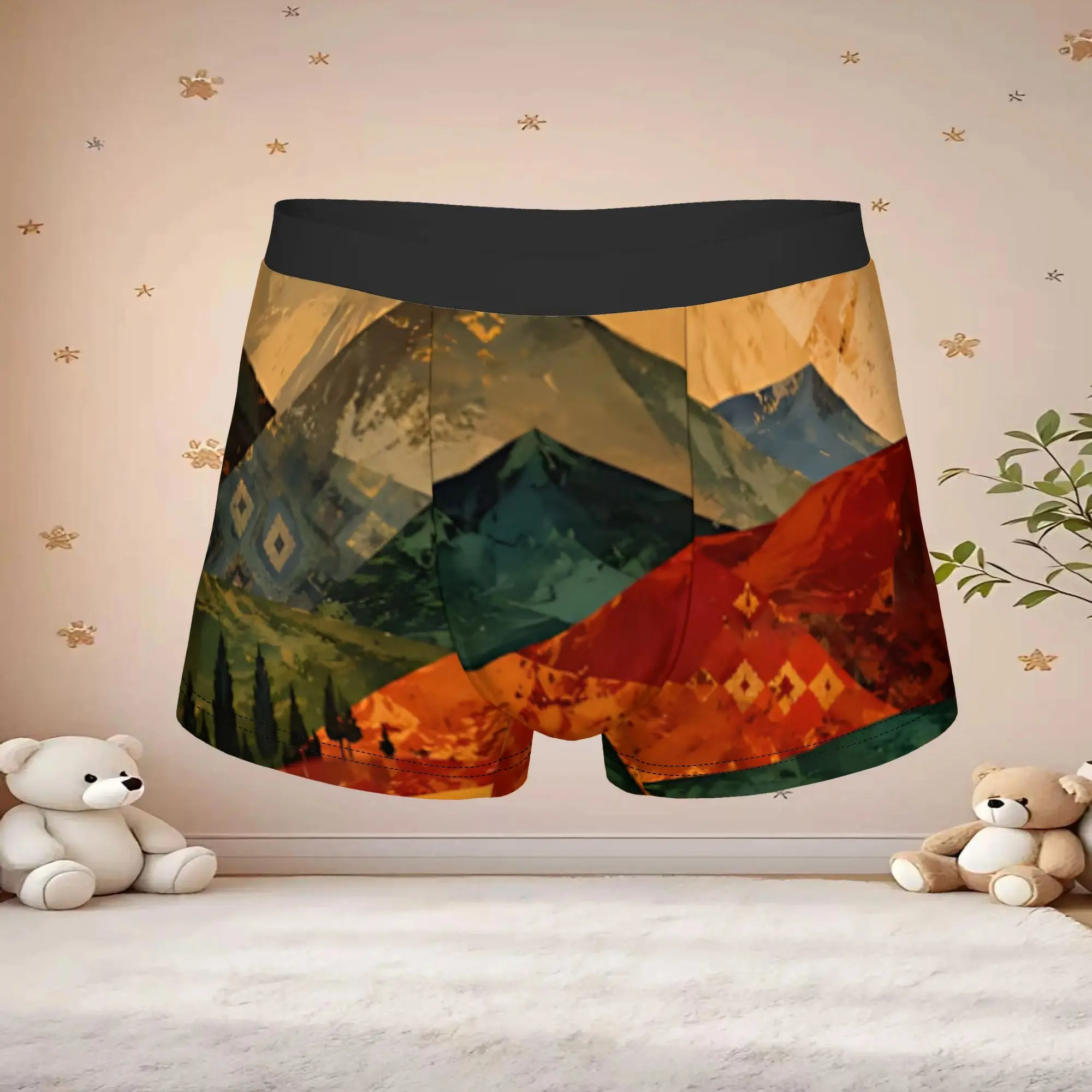 1pc Popular Vintage Tribal Mountain Sunset Print boxers  adults  Homme Panties Men's Underwear Ventilate Shorts Boxer Briefs