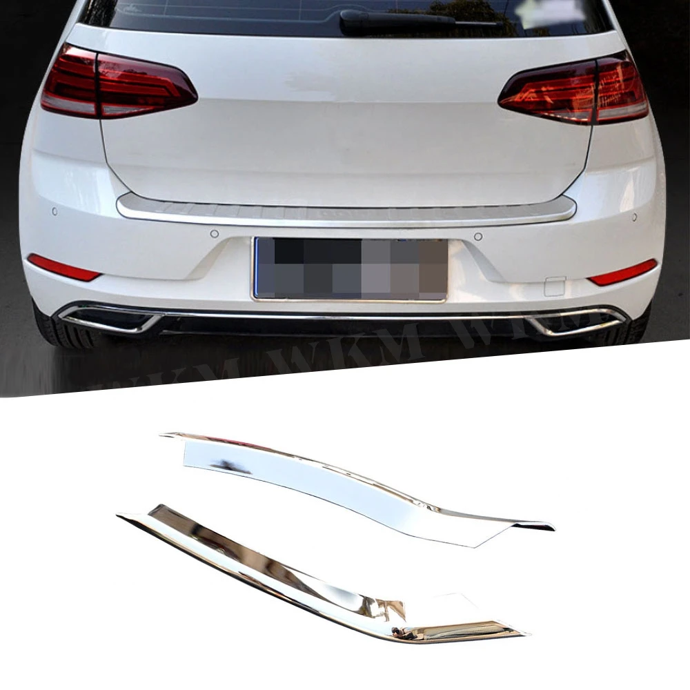 

2PCS Car Rear Bumper Lip Exhaust End Pipe Tips Trim Sticker Strips For VW Golf 7 VII 75 MK7.5 2017-2019 Tail-throat Trim Cover