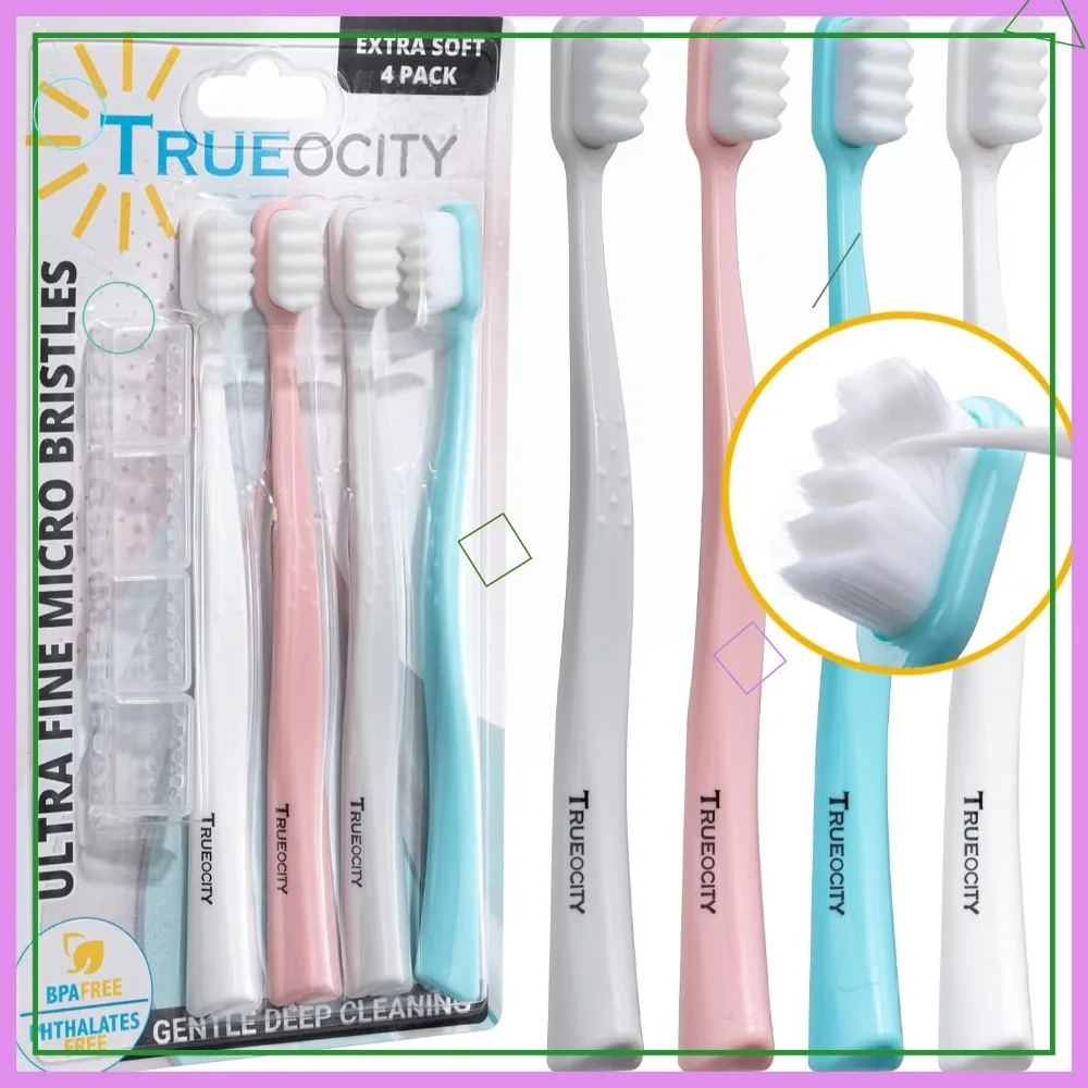 

Ultra Soft Toothbrush, 20K Nano Bristles for Sensitive Gums, Deep Clean, Pack of 4