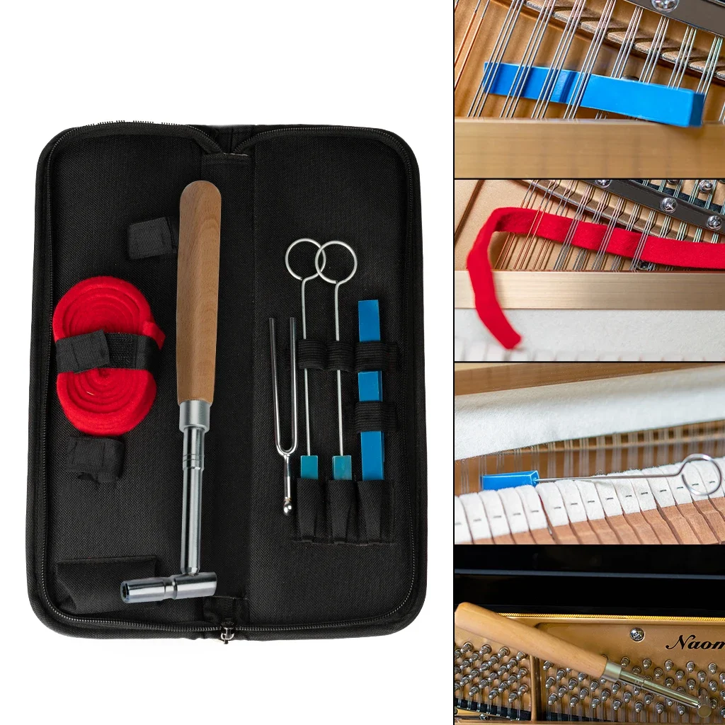 LOOK Piano Tuning Kit W/Piano Tuning Hammer Soft Maple Handle Octagonal Core Piano Tuning Lever Tools Kit Mute Hammer DIY Set