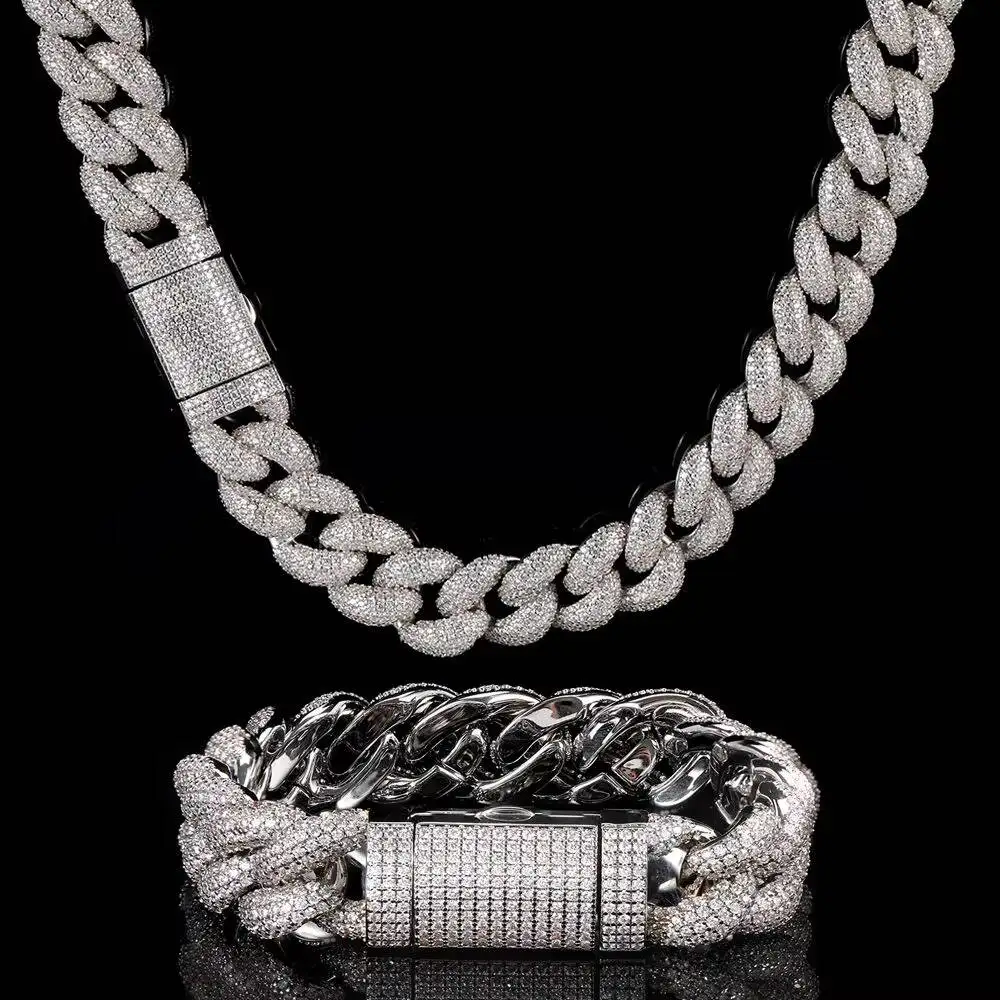 Luxury Luxury Luxury 925 Silver Cuban Link Necklace Custom Brilliant Cut Moissanite Hip Hop Jewelry Chain Men Women Wedding Enga