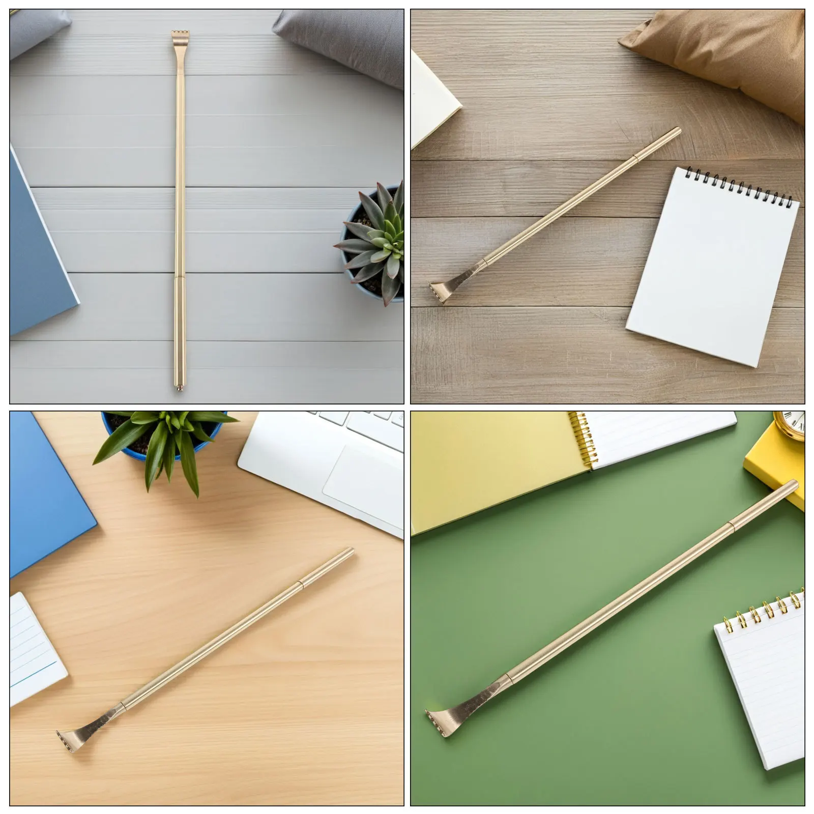 ที่เกาหลังทองแดงแบบพกพา 2 ชิ้น ทนทาน ด้ามจับยาว สำหรับผู้ชายและผู้หญิง บรรเทาอาการคัน นวดผ่อนคลาย