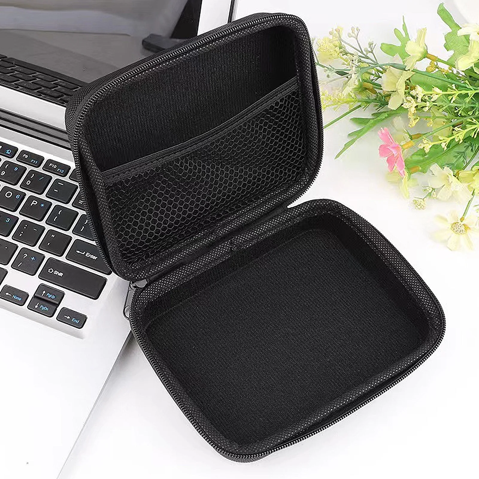 

Digital Storage Box Portable Case Organizer Bag EVA Material Hard Insert Electronics Travel Accessories Container Black Small