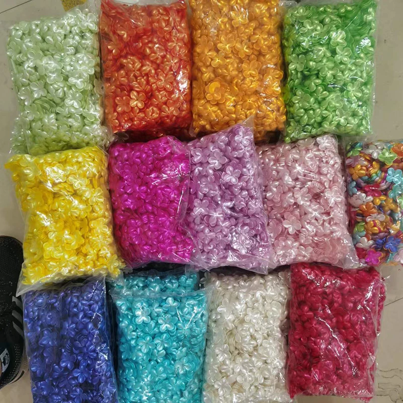 50 Stuks 42Mm Multicolor Vier Bladeren Met Bloemblaadjes Happy Bloemen Abs Imitatie Parels Eindkap Kralen Handgemaakt Voor Sieraden Accessoires
