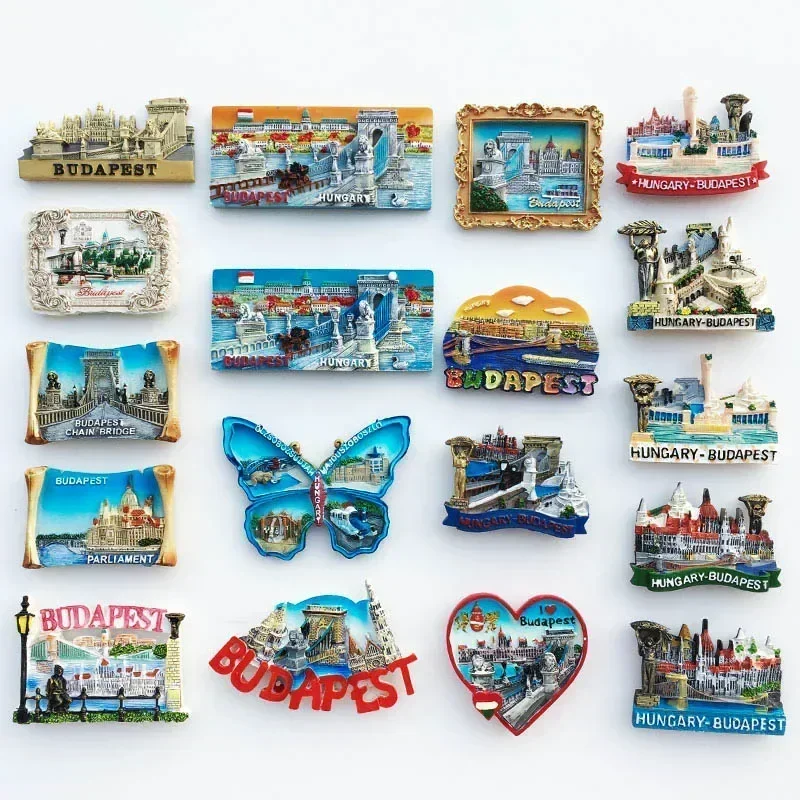 Fridge magnets Hungary Budapest  Tourism Souvenir resin crafts UV printed landscape refrigerator magnet stickers home decoration