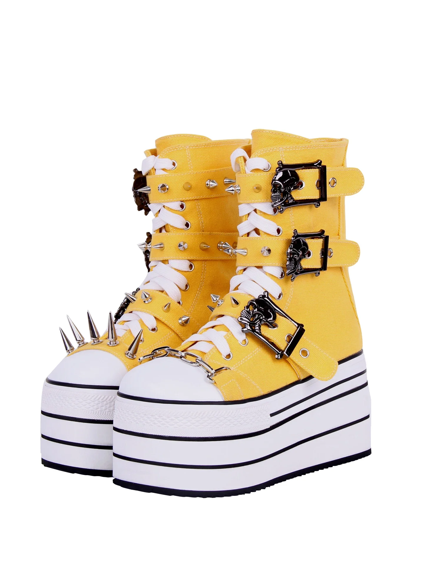 2025 New Lolita Boots Casual Round Head Long Tube Canvas Women's Shoes 9cm Japanese Sweet Loli Shoes Large Size 33-50