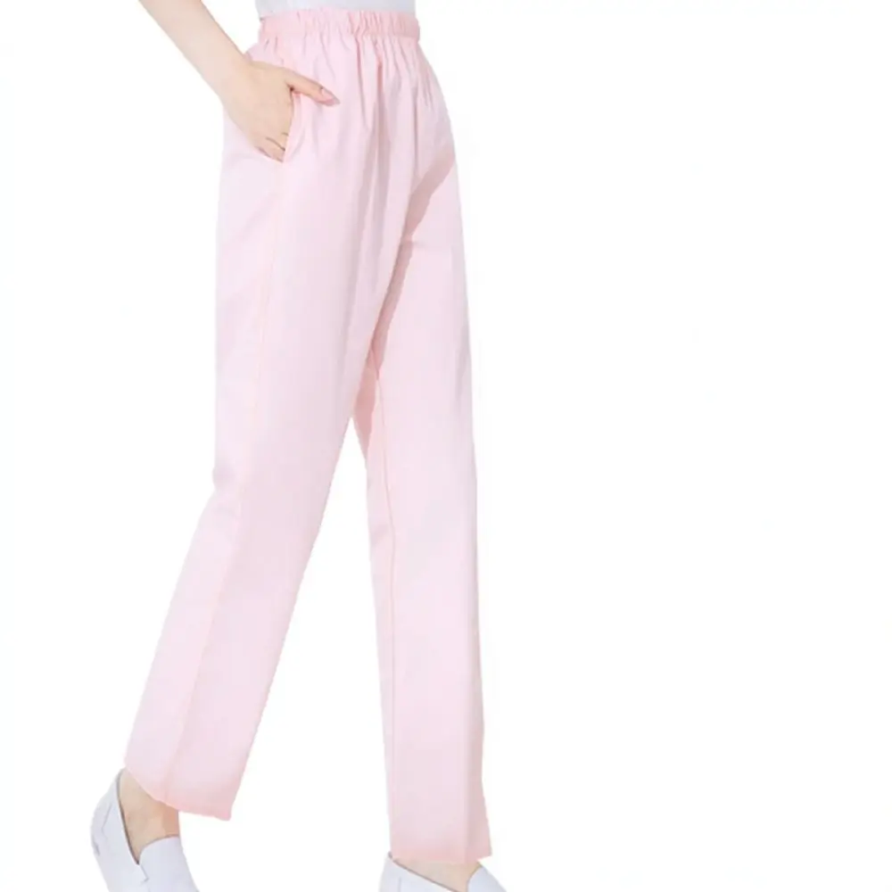 Unisex Professional Scrub Trousers Elastic Waist Medical Work Pants For Clinic Hospital Beautician Uniforms