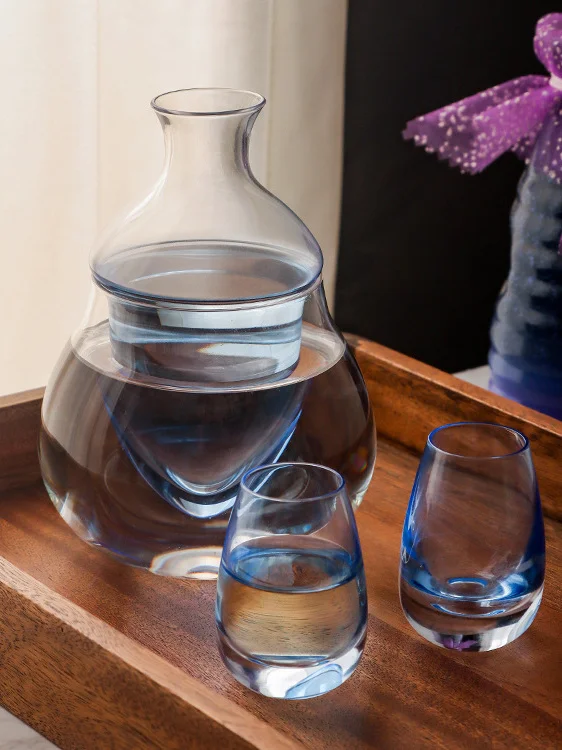 Trendy Japanese Style Sake Cup Warmer Wine Pot Cold Wine Ice Wine Pot Souzou Glass Material Pure Color Popular Element