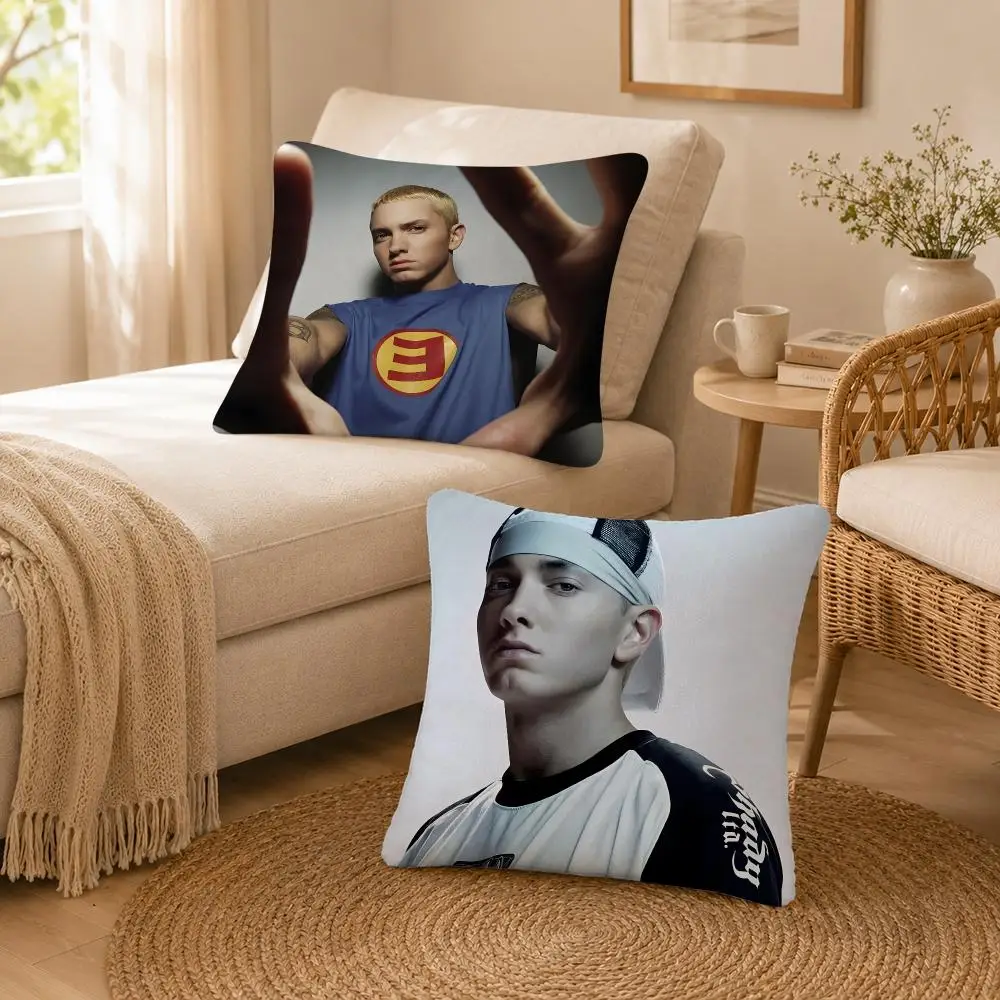Rapper Hip-Hop Eminem Cushion Cover Soft Throw Pillow Cover Washable Plush Cushion Case for Sofa Bed Living Room