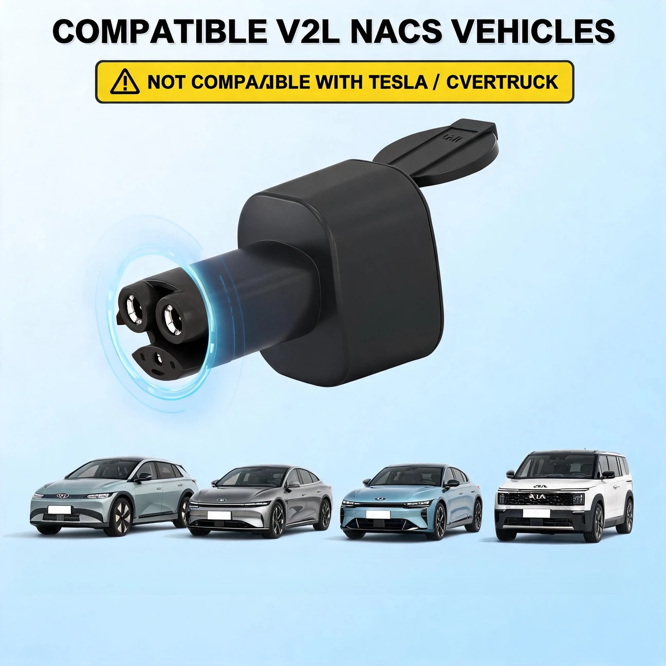 125V 20A NACS V2L to NEMA 5-20 Socket Portable EV Discharger Adapter Vehicle-to-Load Power Adapter for Camping & Emergency