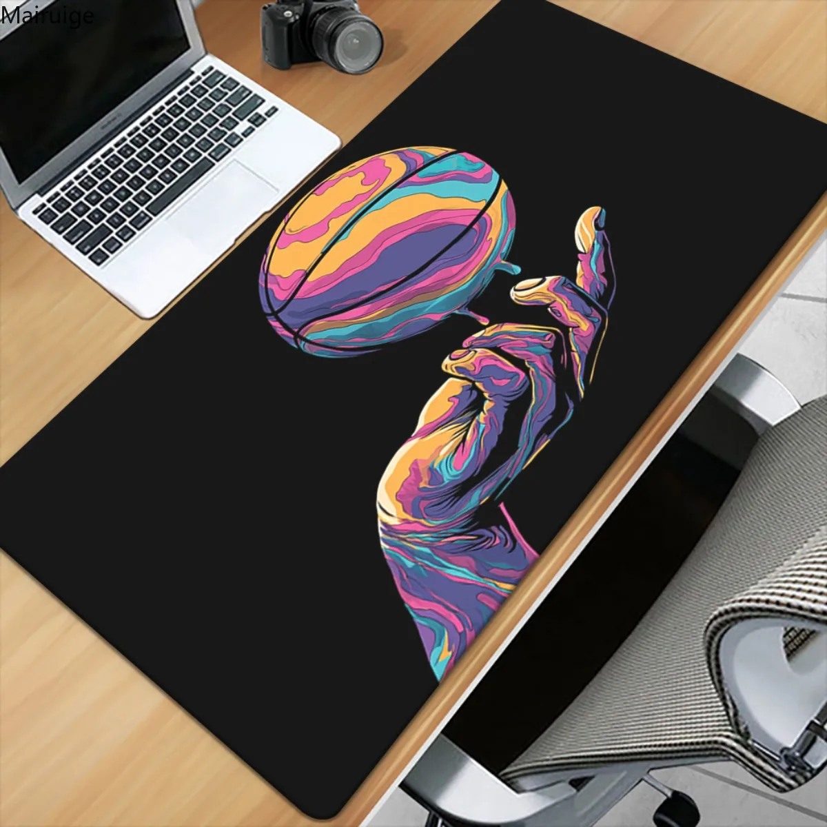 

Баскетбольный поп-арт, винтажный коврик для мыши, игровой компьютерный коврик для клавиатуры, офисные аксессуары, резиновый нескользящий коврик для стола с прошитыми краями