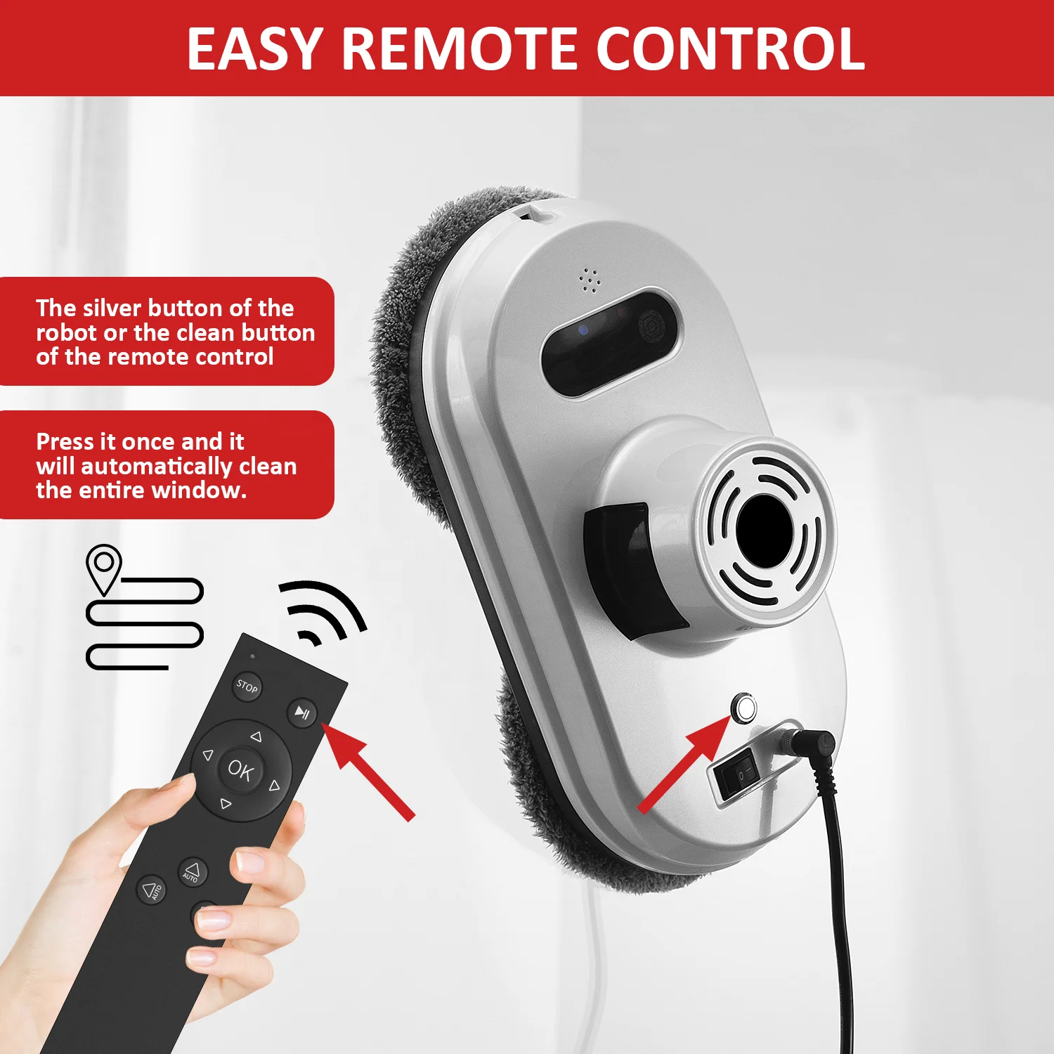 Latest Version High Pressure Magnetic Window Cleaner with Remote Control  windows Robot Automatic Frameless Glass