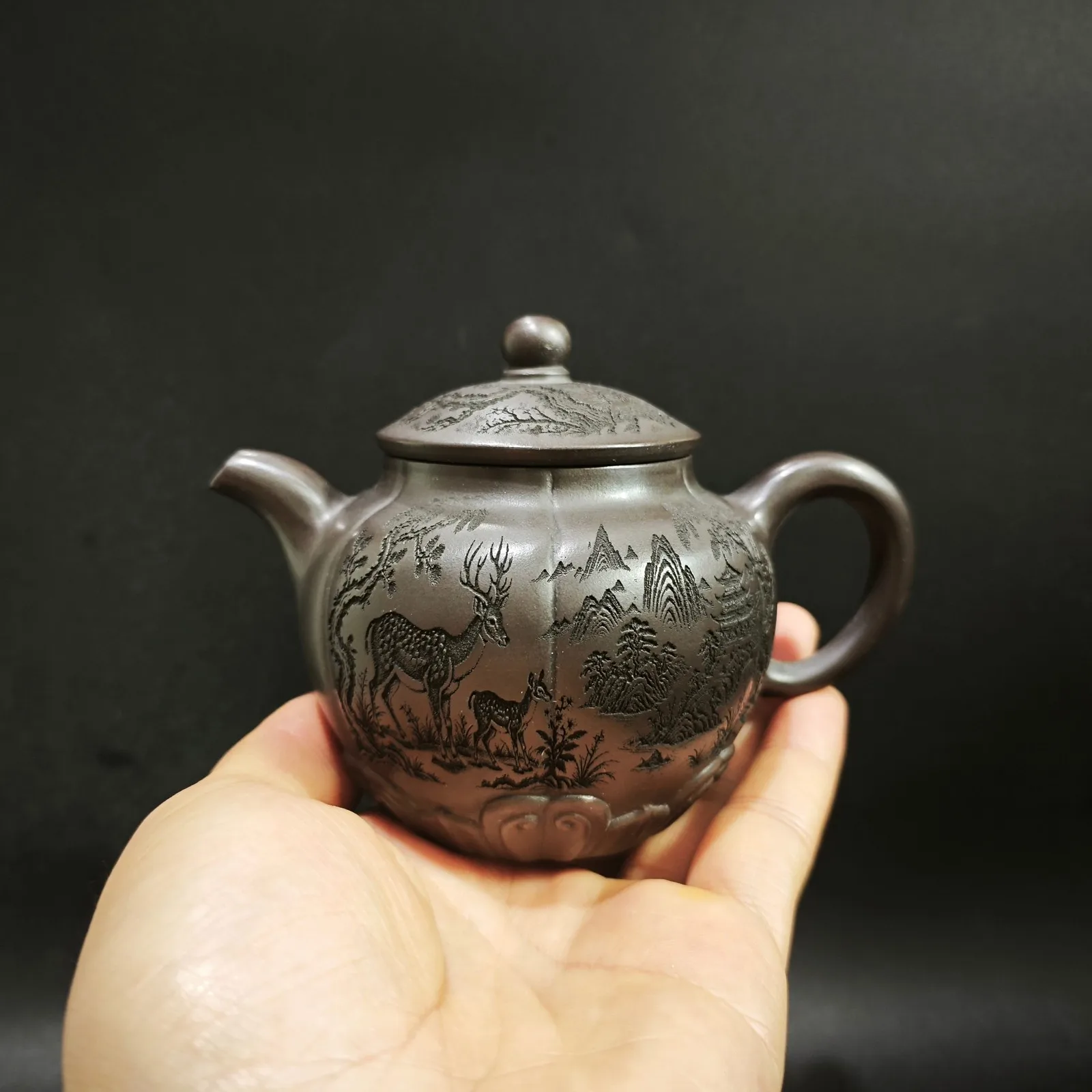 1972 Vintage Yixing Zisha Teapot 280cc Antique Collectible Purple Clay Pottery