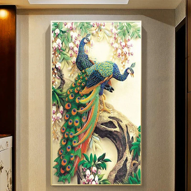 5D Diamond Painting Peacock Magnolia Full Diamond Embroidery Office Living Room Home Decor DIY Art Diamond Cross Stitch Kits