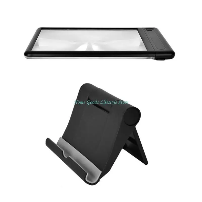 E74E HandsFree Magnifier with 43 LED Light and Stand 4times Zoom for Elderly Reading and Crafting Projects Model Making