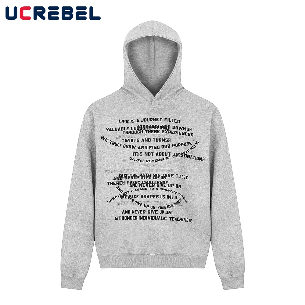 Letter Embroidery Hooded Sweatshirts Mens Autumn Winter High Street Loose Long Sleeve Drop Shoulder Hoodies Men