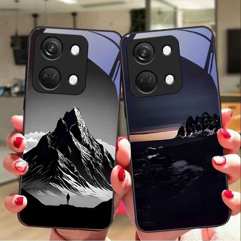 

Dark Scenery Gray For OnePlus Nord 3 5 6T 7 Pro 8 12 10T Reno8 Lite 5G 10R Nord N30 Hard Shell Tempered Glass Phone Case Black