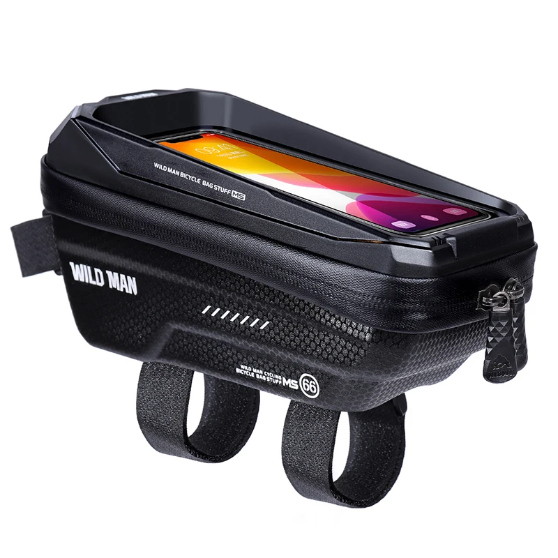 

Велосумка WILD MAN MS66 EVA на верхнюю трубу рамы, водонепроницаемая, с креплением на раму, с держателем для телефона с сенсорным экраном, для горных и шоссейных велосипедов