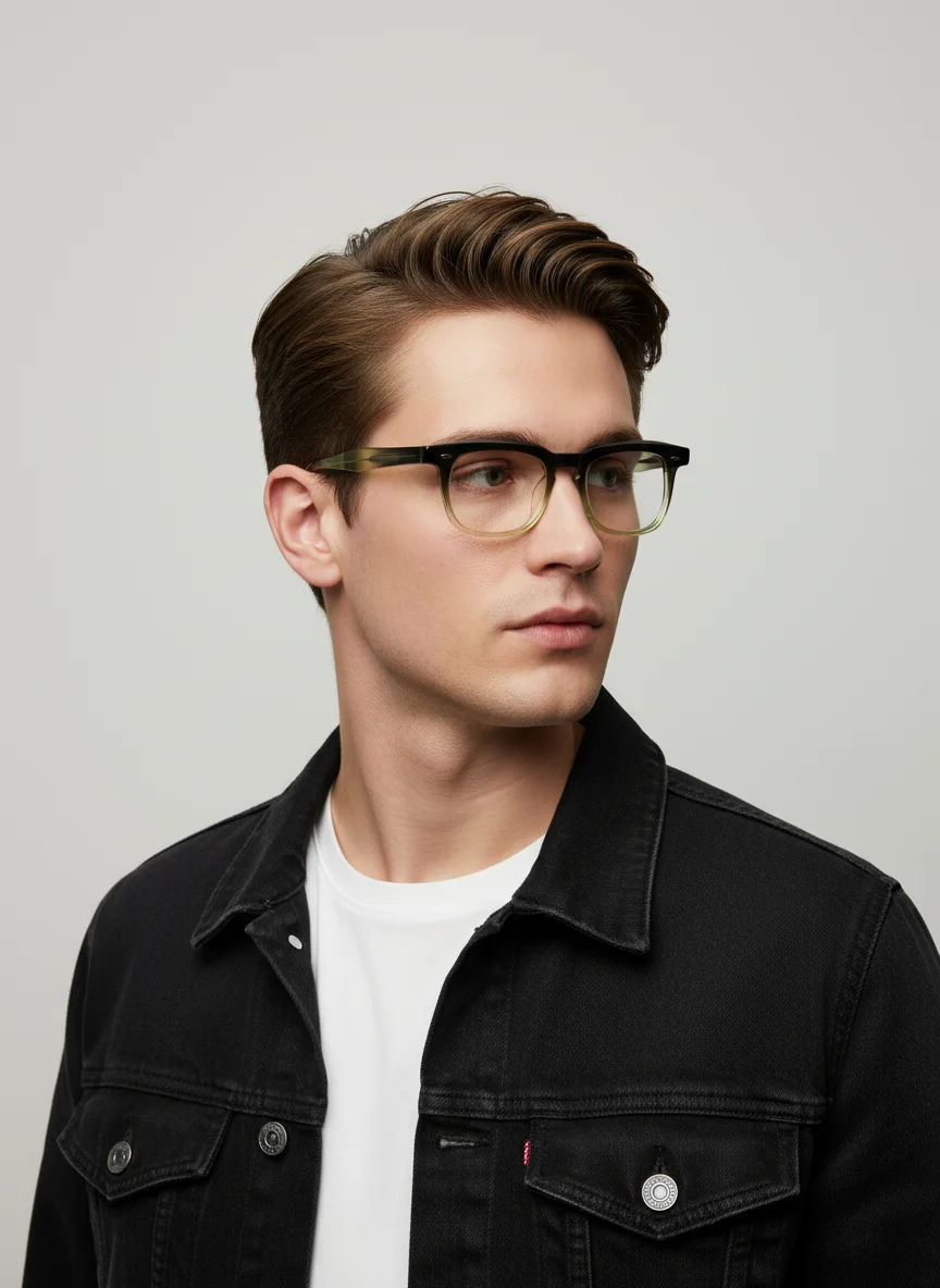 

Japanese Vintage Acetate Square Eyeglass Frame for Men & Women Blue Light Blocking Computer Reading Glasses with Gradient Lenses