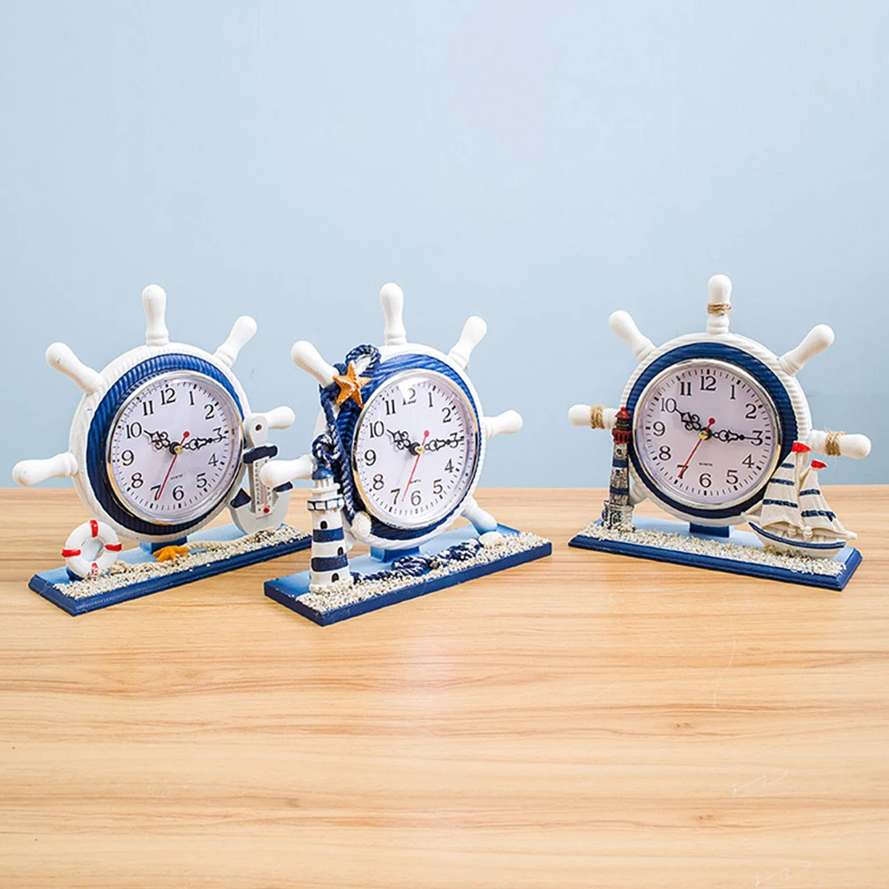 

Nautical Style Clock Artistic Silent Household Clock For Living Room Sailboat Ornament Decorative Timepiece Ocean Style