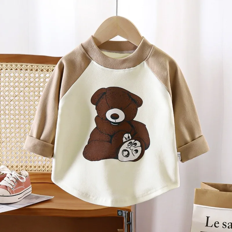 Baby Boy Long Sleeve T-shirt Autumn Long Sleeve Kids Clothes Letter Girls T-shirt Bottoming Shirt Cotton Spring Children T-shirt