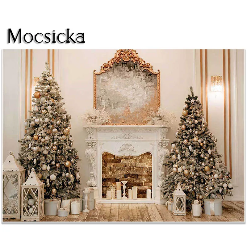 Mocsicka Weihnachten Fotografie Hintergrund Winter Kamin Hintergrund Kinder Erwachsene Porträt Foto Studio Requisiten Party Dekorationen