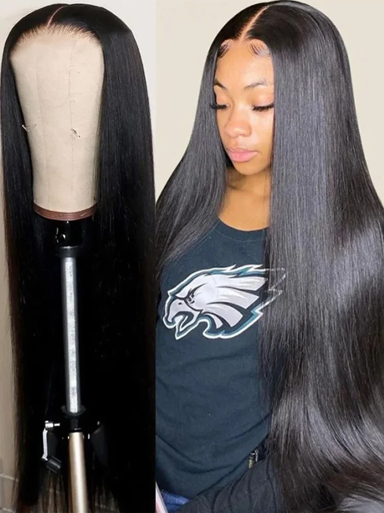 34 Inches Glueless Straight 13x4 Lace Frontal Human Hair Wig 250 Density 7x4 Lace Front Wig Wear And Go 4x4 Human Hair For Women